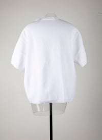 Pull basic à manches courtes en maille - Blanc