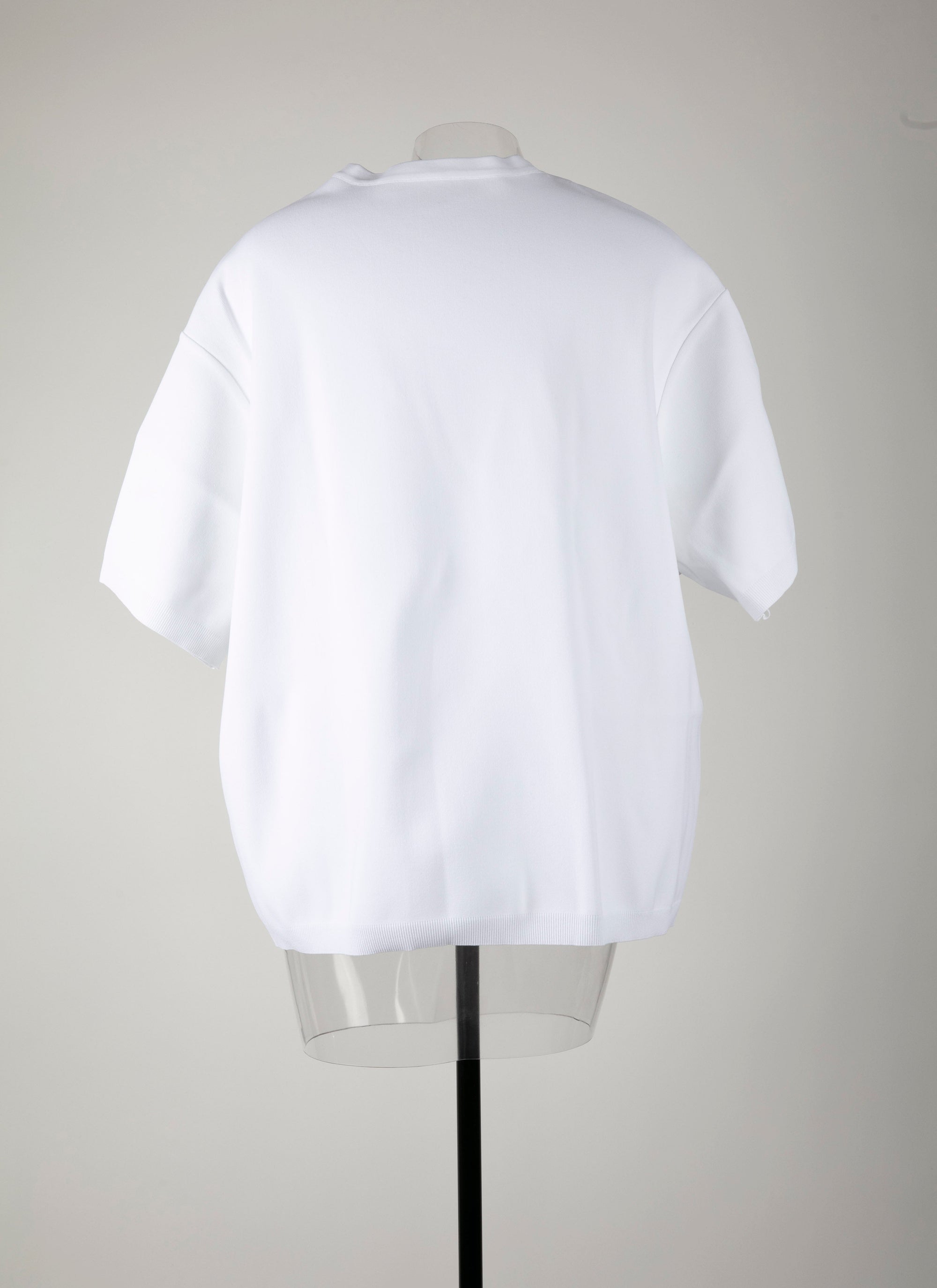 Pull basic à manches courtes en maille - Blanc