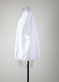 Pull basic à manches courtes en maille - Blanc