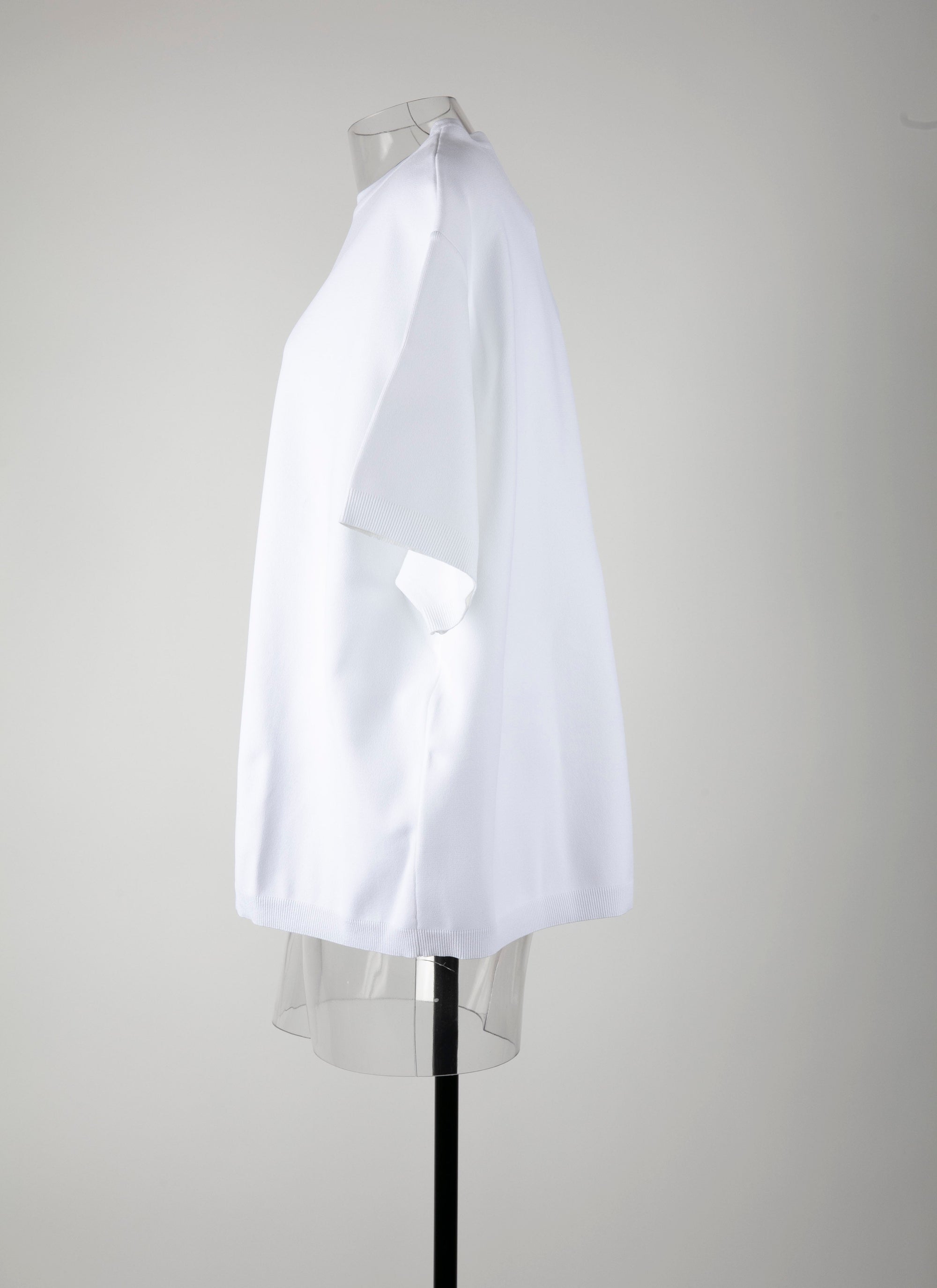 Pull basic à manches courtes en maille - Blanc