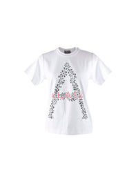 T-shirt col rond logo Alaïa - Blanc & Rouge