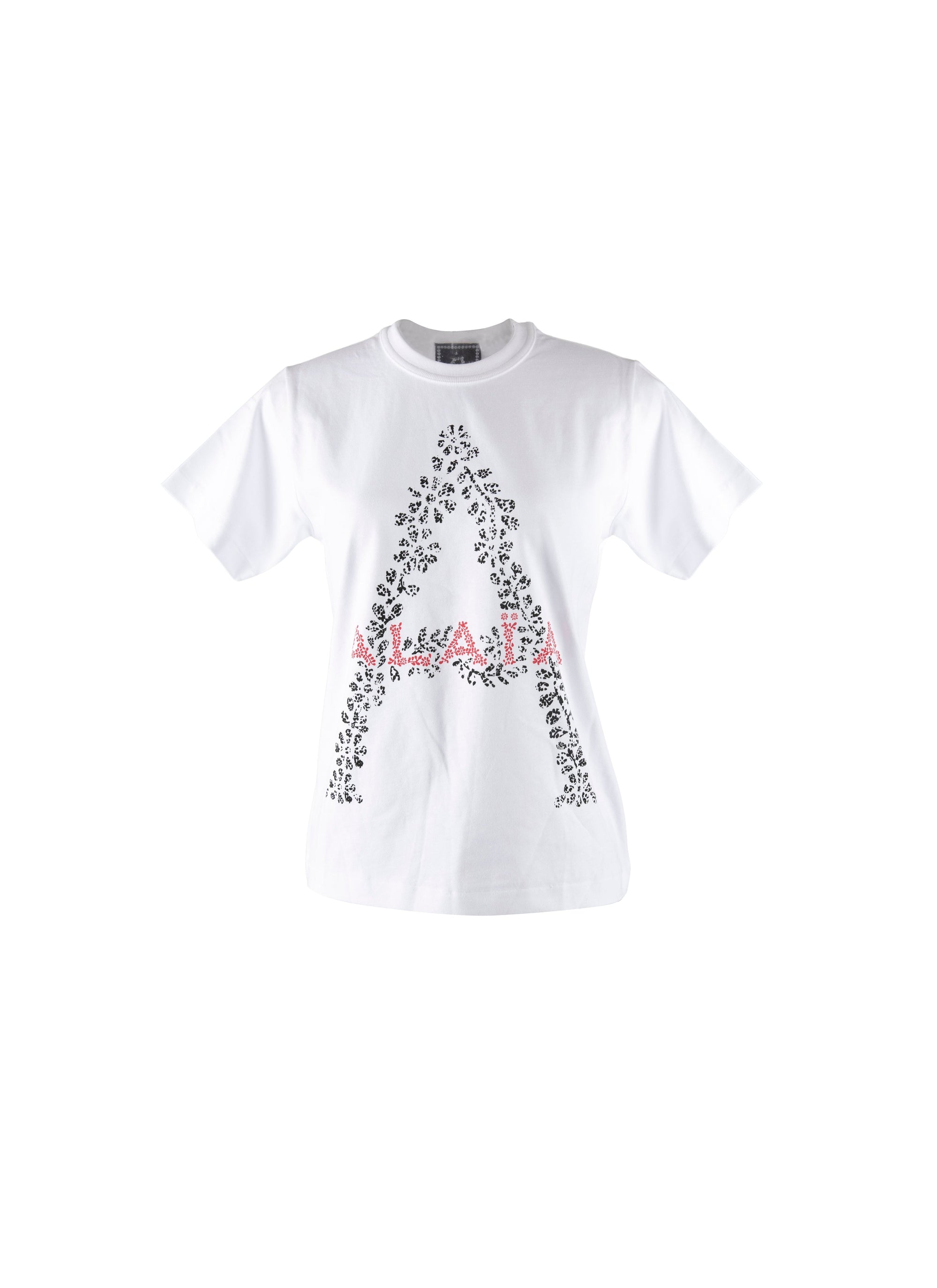 T-shirt col rond logo Alaïa - Blanc & Rouge