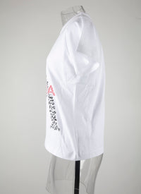 T-shirt col rond logo Alaïa - Blanc & Rouge