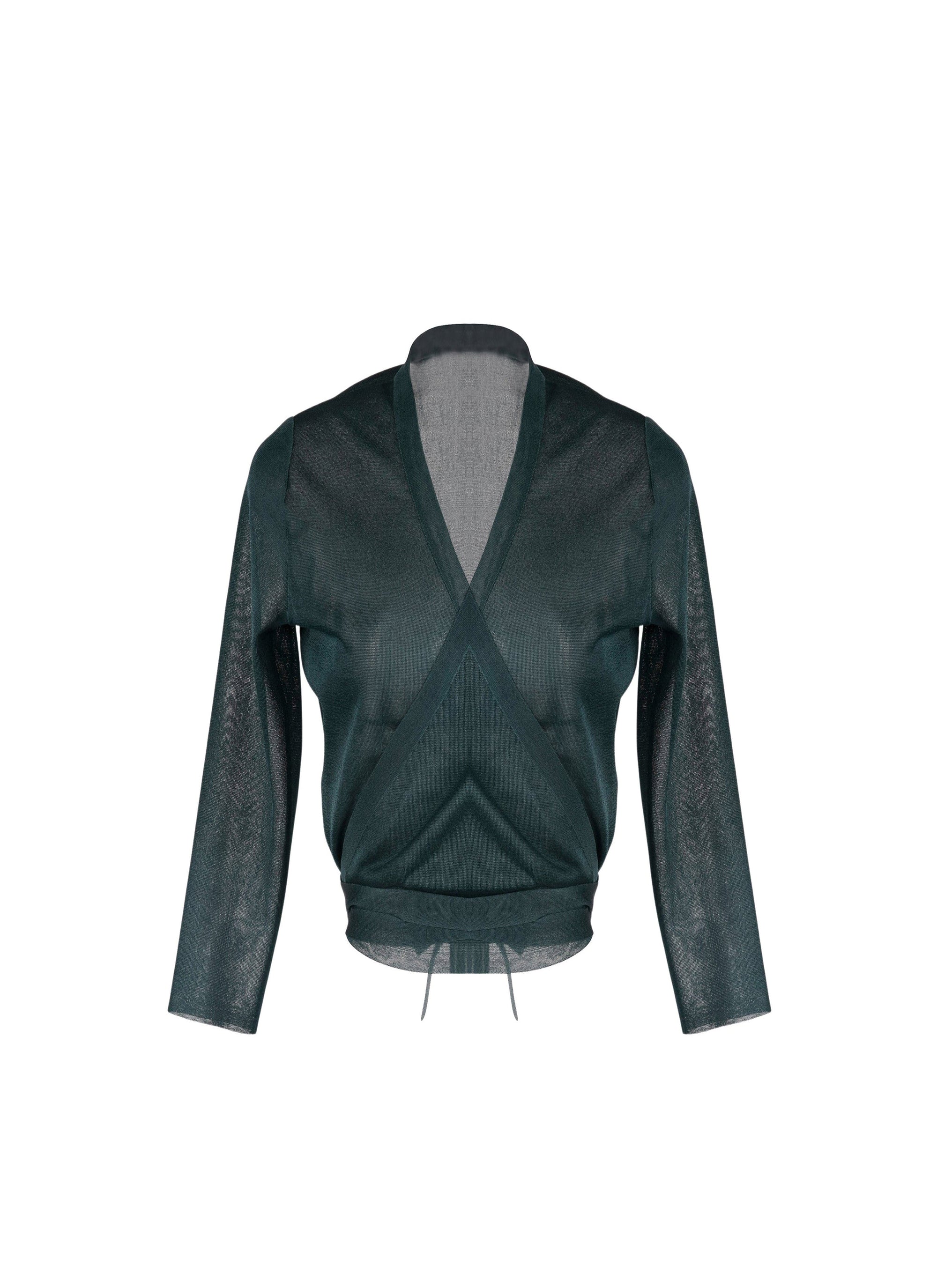 Thin silk wrap jumper - Imperial Green