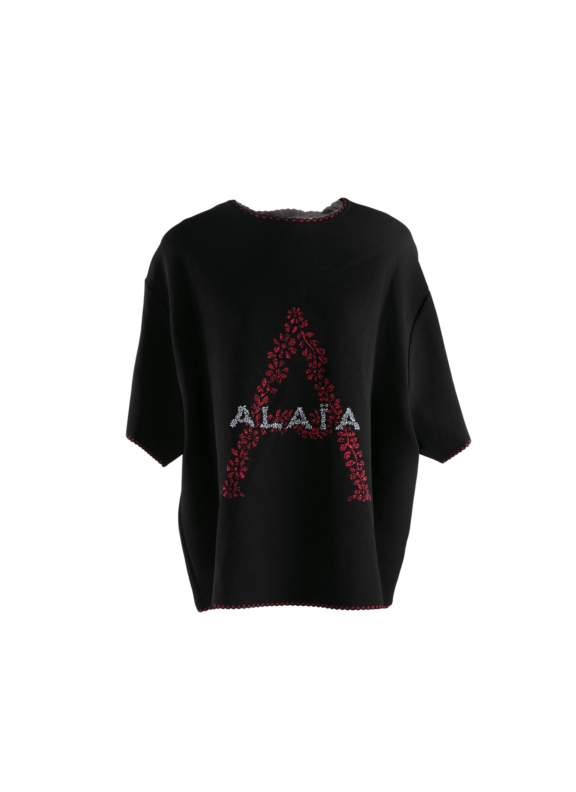 Pull à manches courtes à liseré - Noir & Rouge