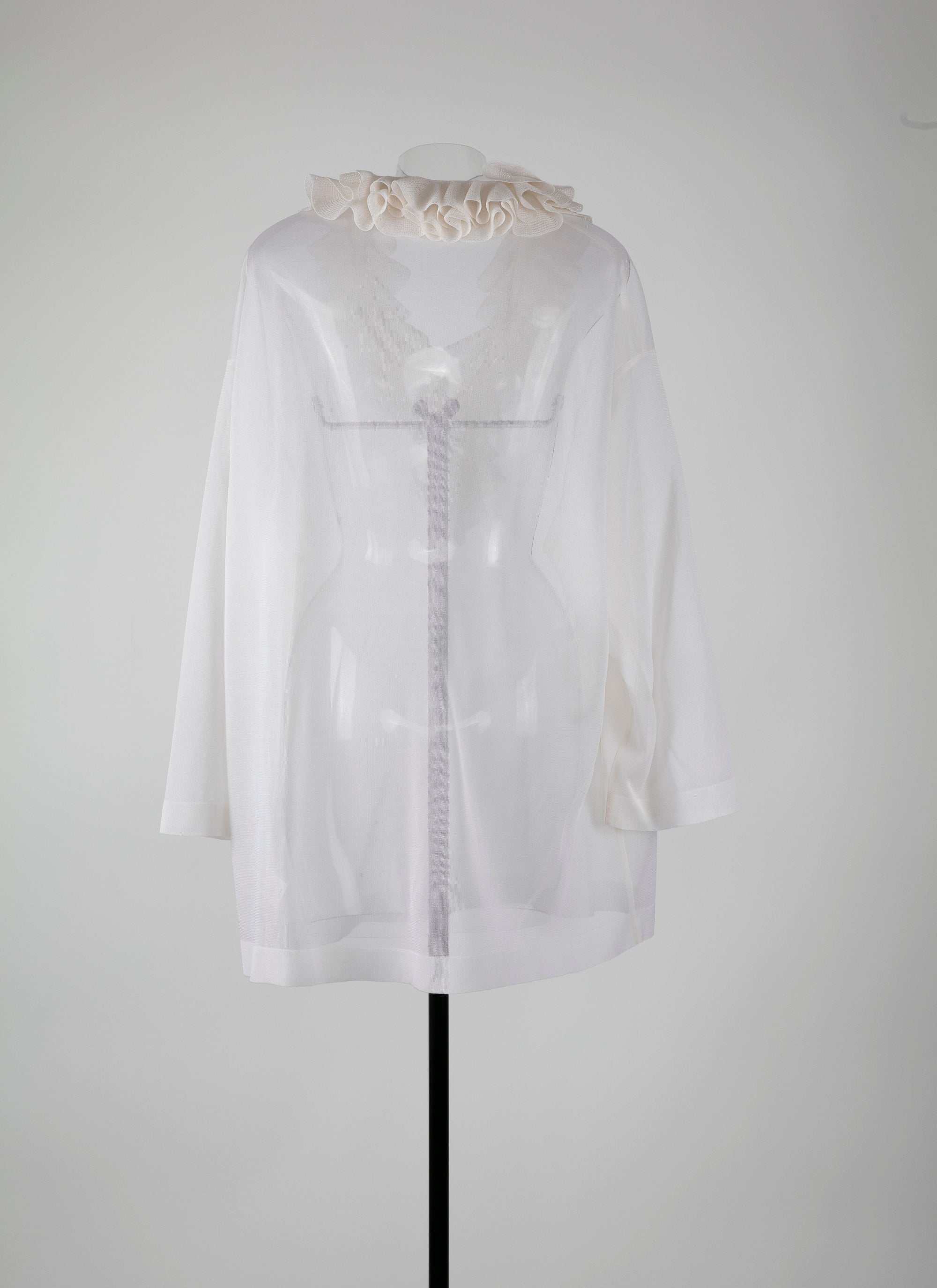 Long-sleeved silk frill tunic - Off White