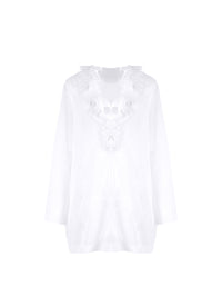 Silk frilly long sleeve jumper - Off-white