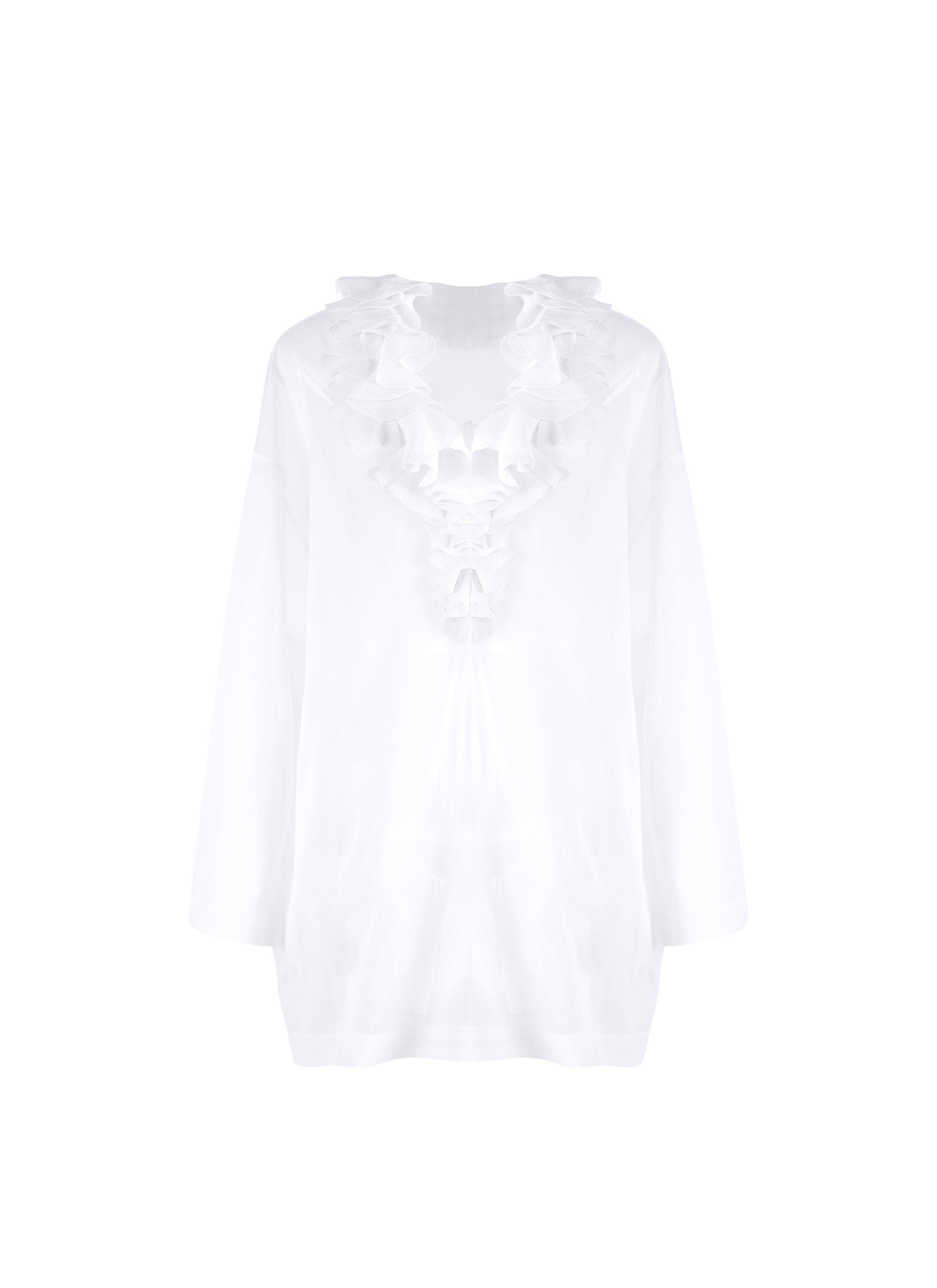 Silk frilly long sleeve jumper - Off-white