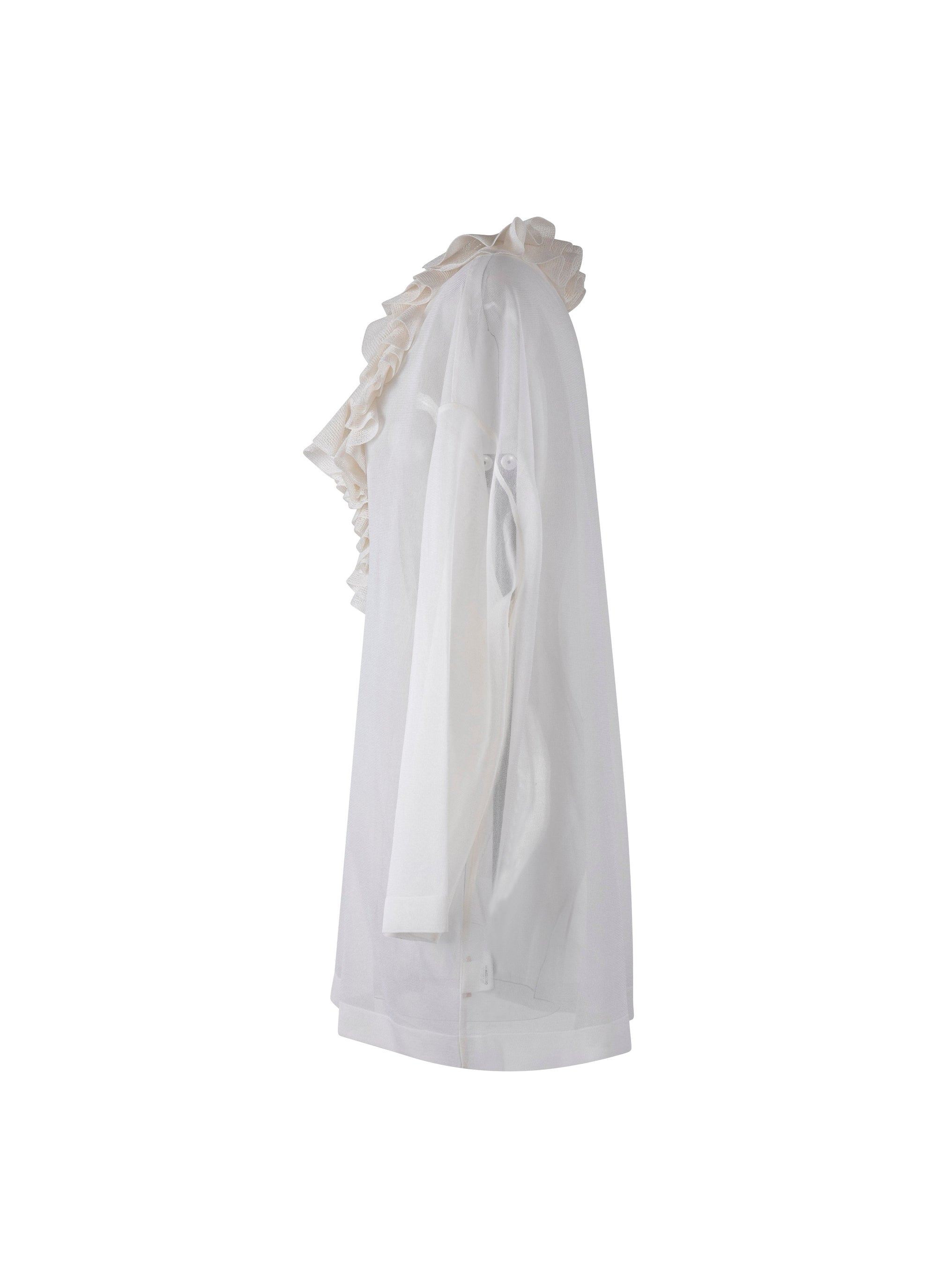 Silk frilly long sleeve jumper - Off-white