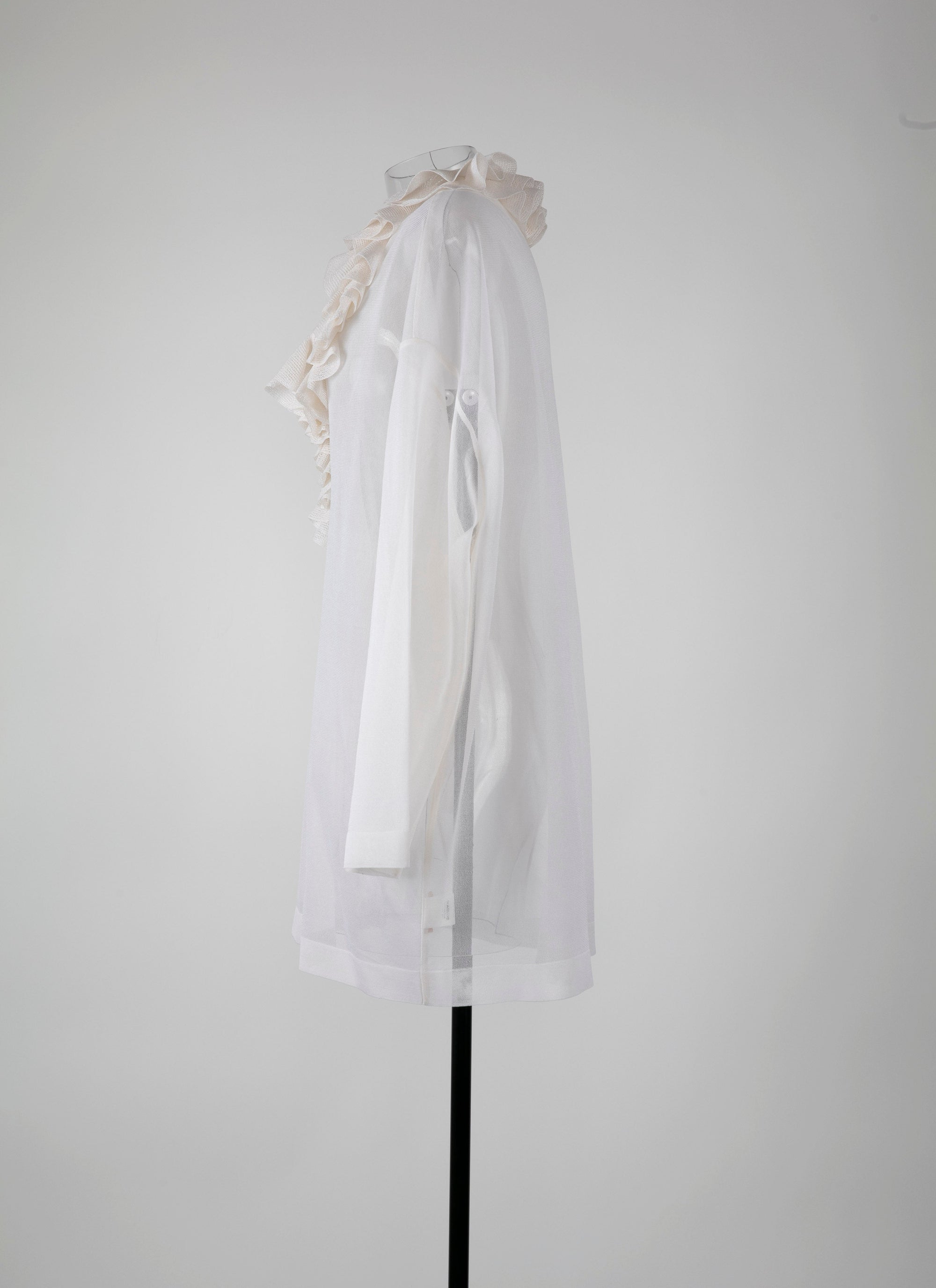 Long-sleeved silk frill tunic - Off White
