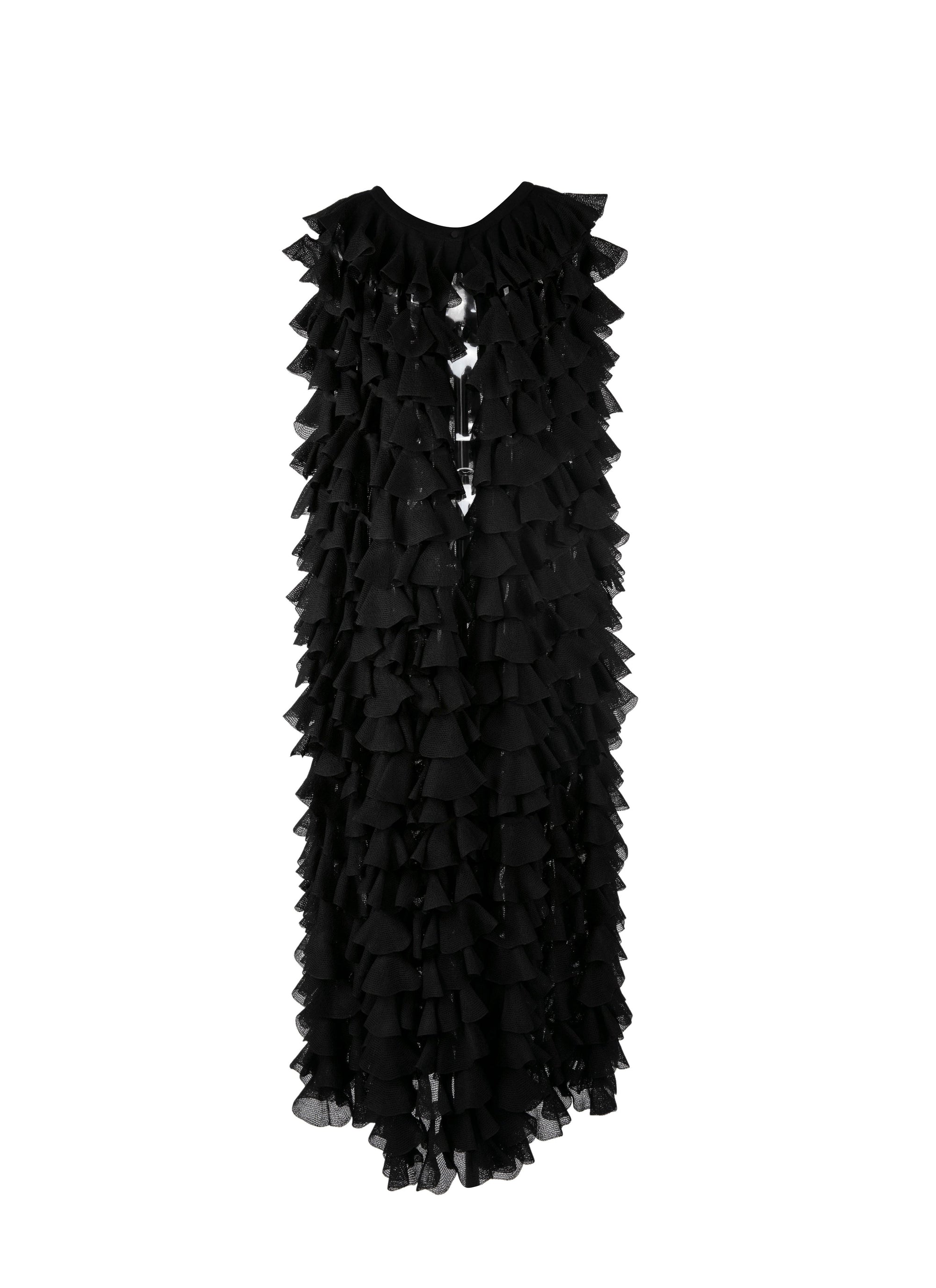 Ruffled silk cape - Black intense