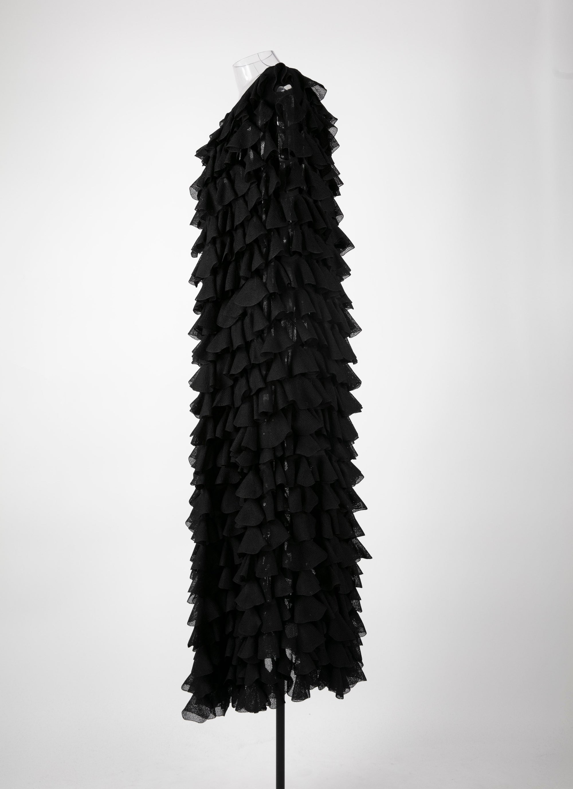 Ruffled silk cape - Black intense