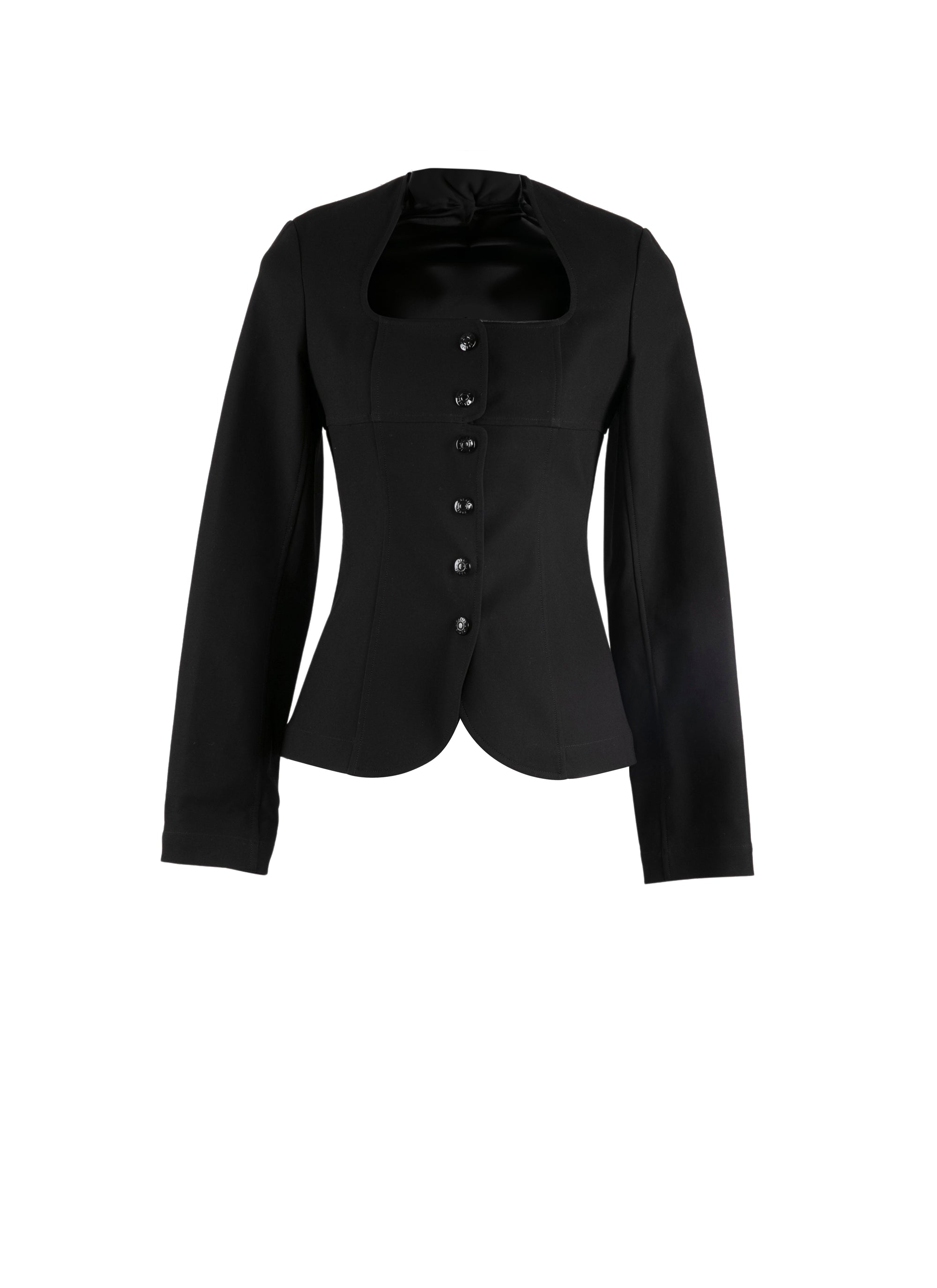 Canvas square collar jacket - Black