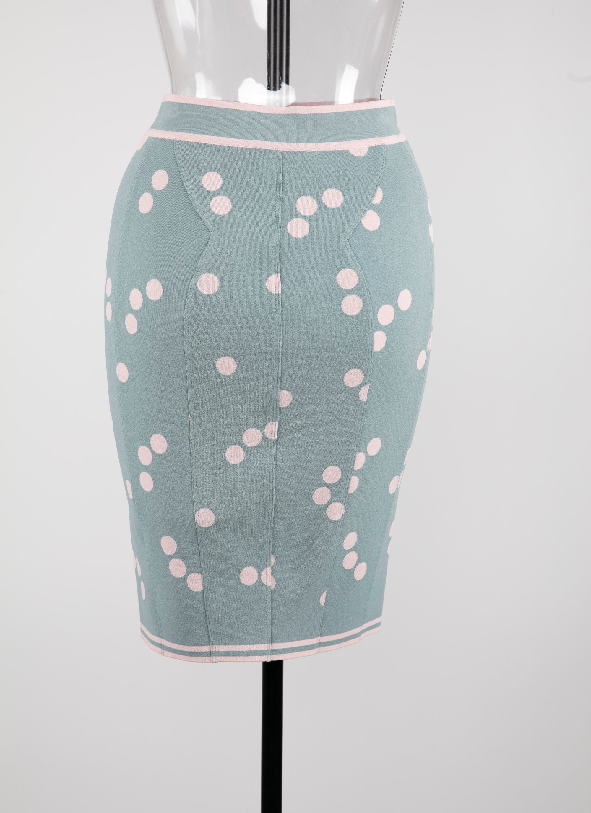 Lightweight polka dot knitted skirt - Blue & Pink
