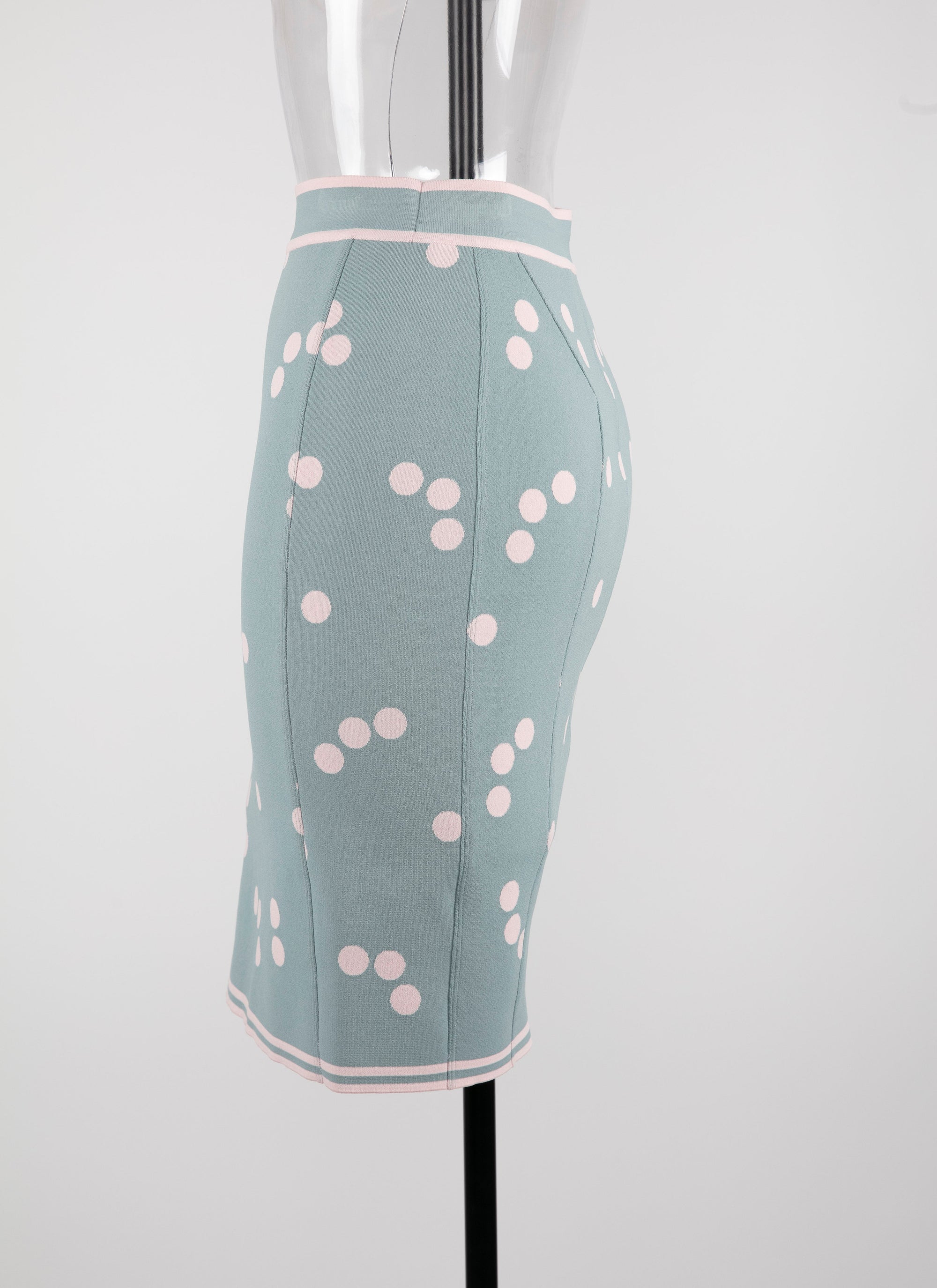Lightweight polka dot knitted skirt - Blue & Pink