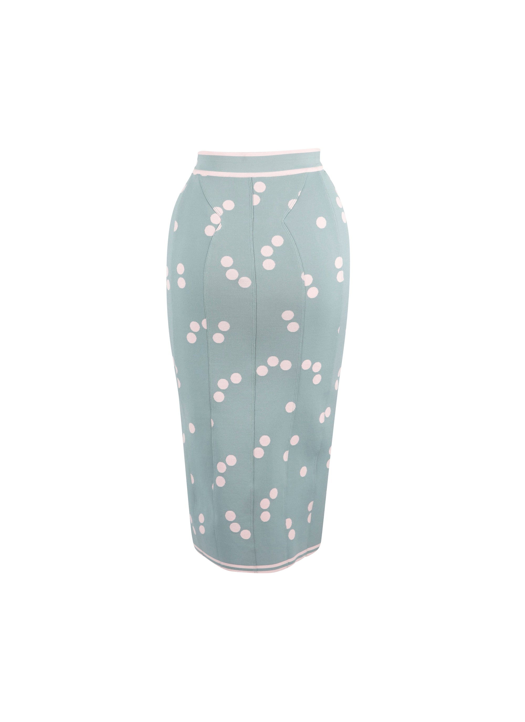 Jupe longue légère à pois en maille - Bleu & Rose