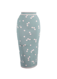 Lightweight long skirt with knitted polka dots - Blue & Pink
