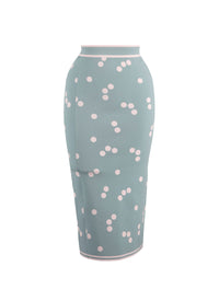 Jupe longue légère à pois en maille - Bleu & Rose