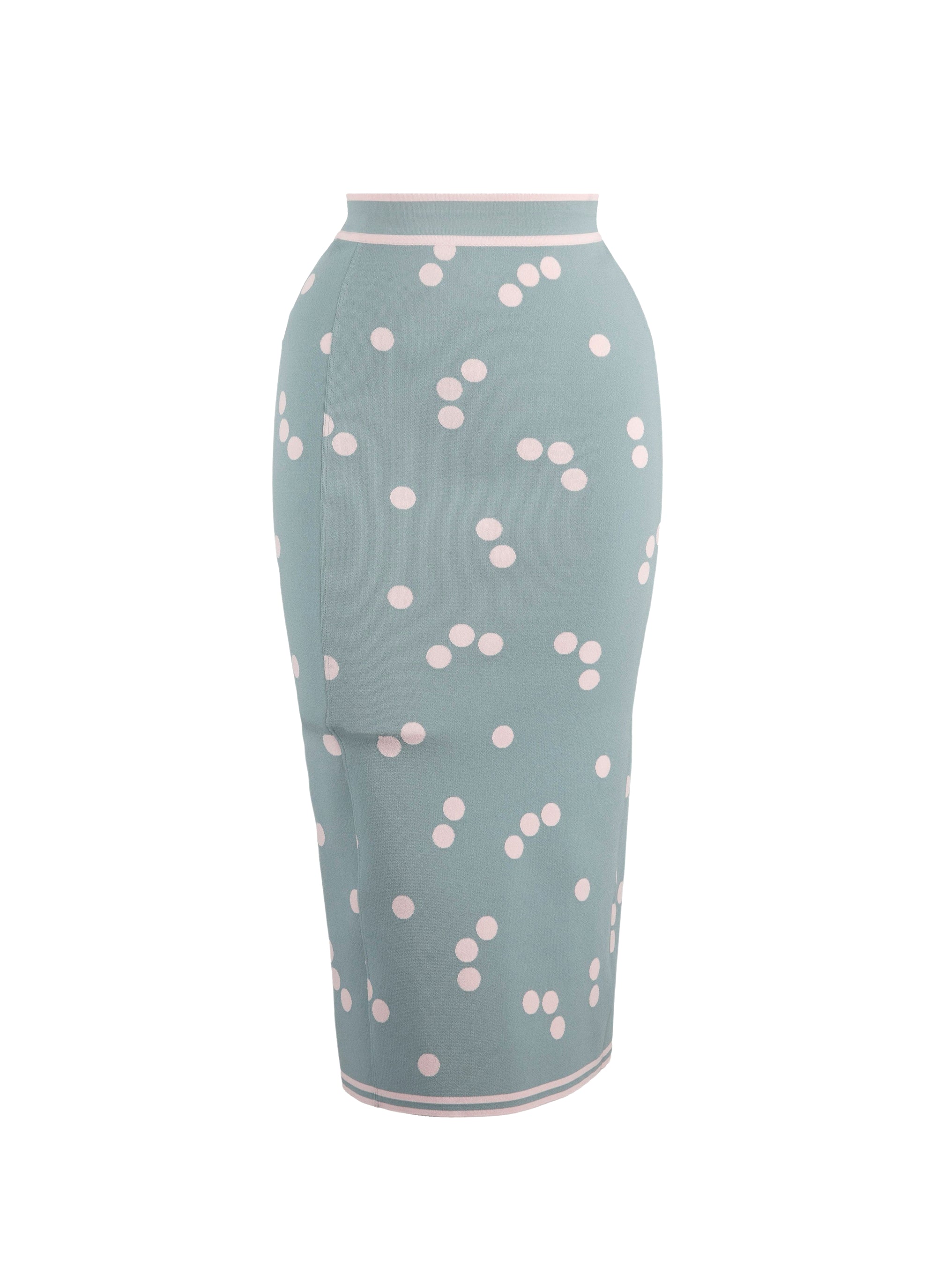 Jupe longue légère à pois en maille - Bleu & Rose