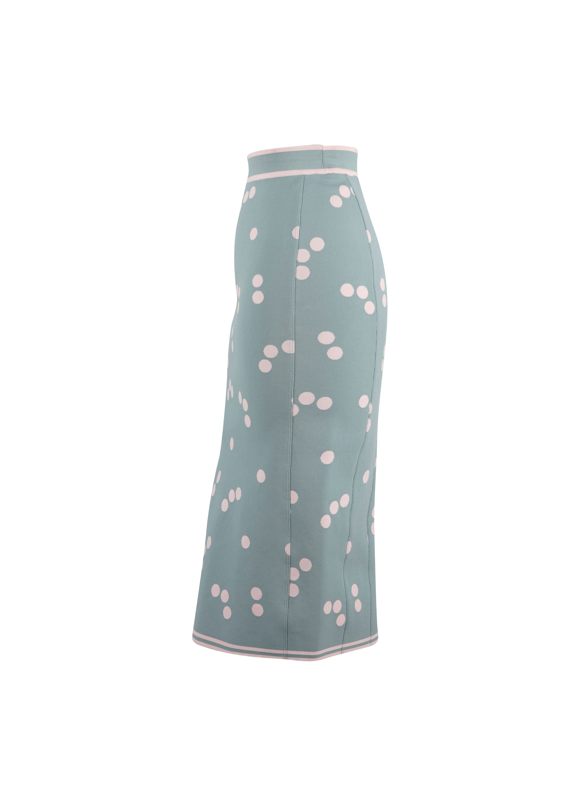 Jupe longue légère à pois en maille - Bleu & Rose