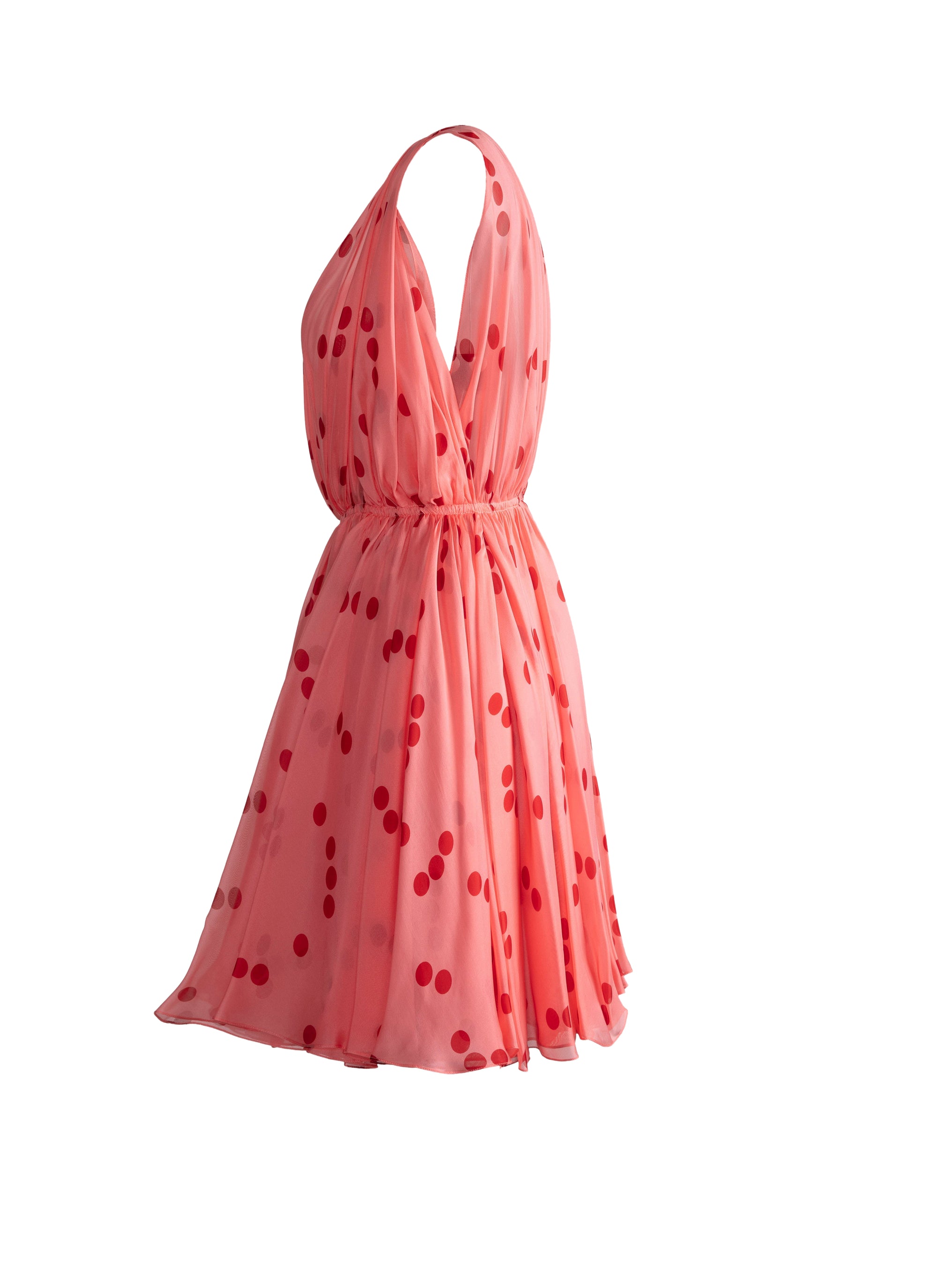 Robe estivale fluide à motifs en soie - Rose