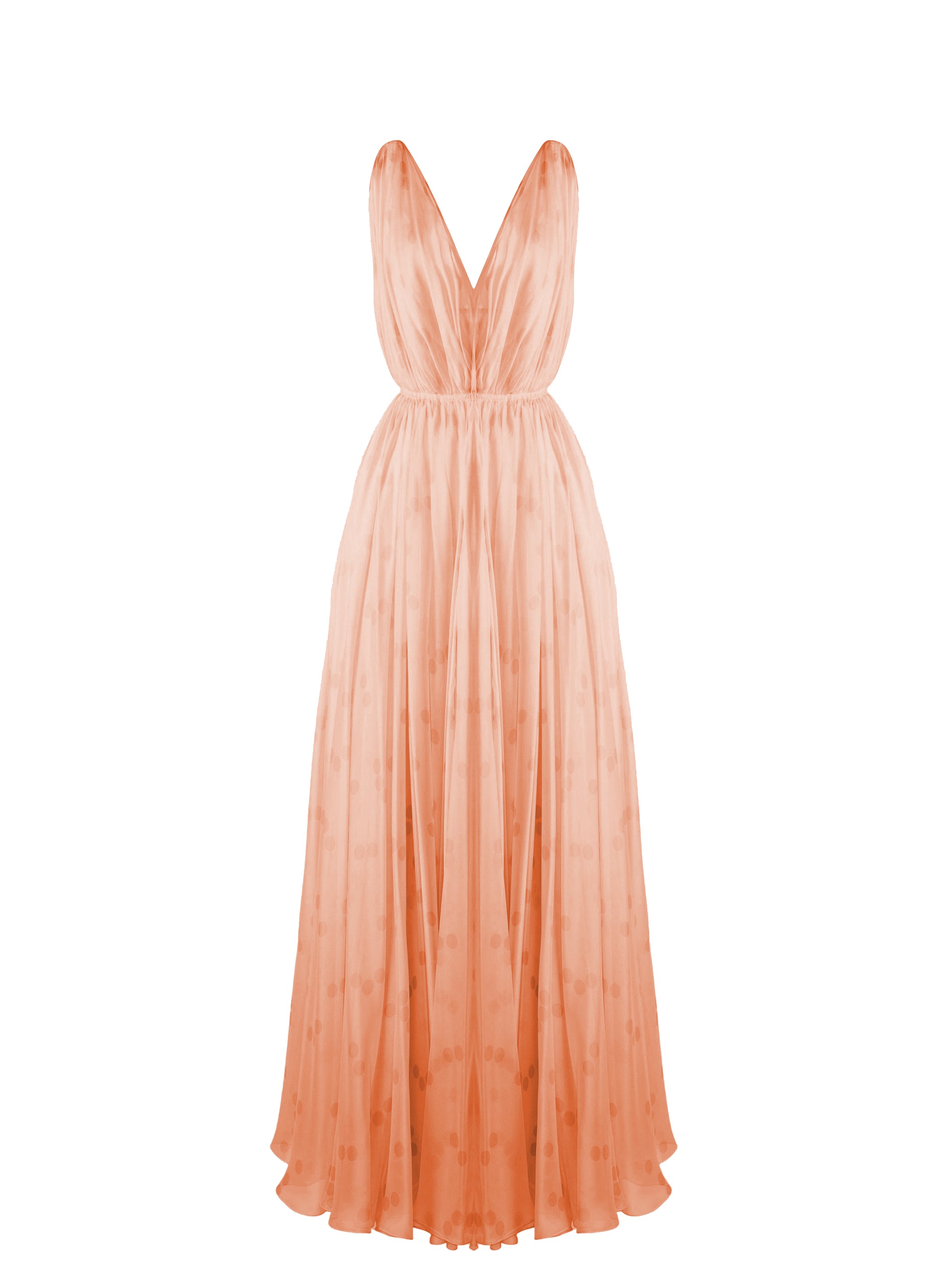 Mousseline sleeveless dress with silk polka dots - Pink