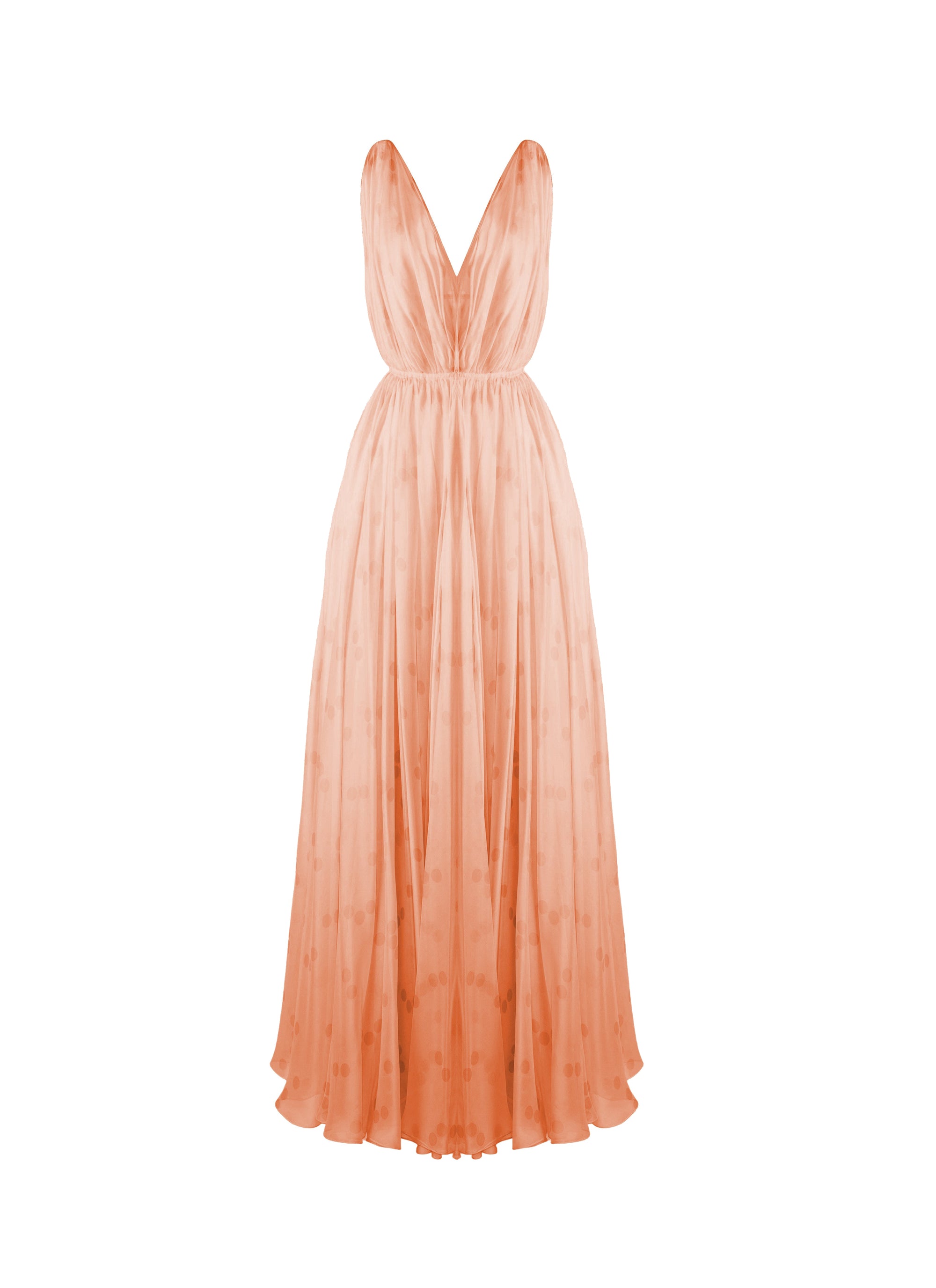 Robe sans manches Mousseline à pois en soie - Rose
