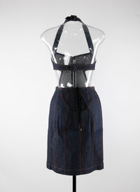 Robe sans manches à laçage au dos - Marine Foncé