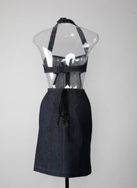 Robe sans manches à laçage au dos - Marine Foncé