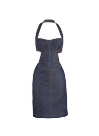 Robe sans manches à laçage au dos - Marine Foncé