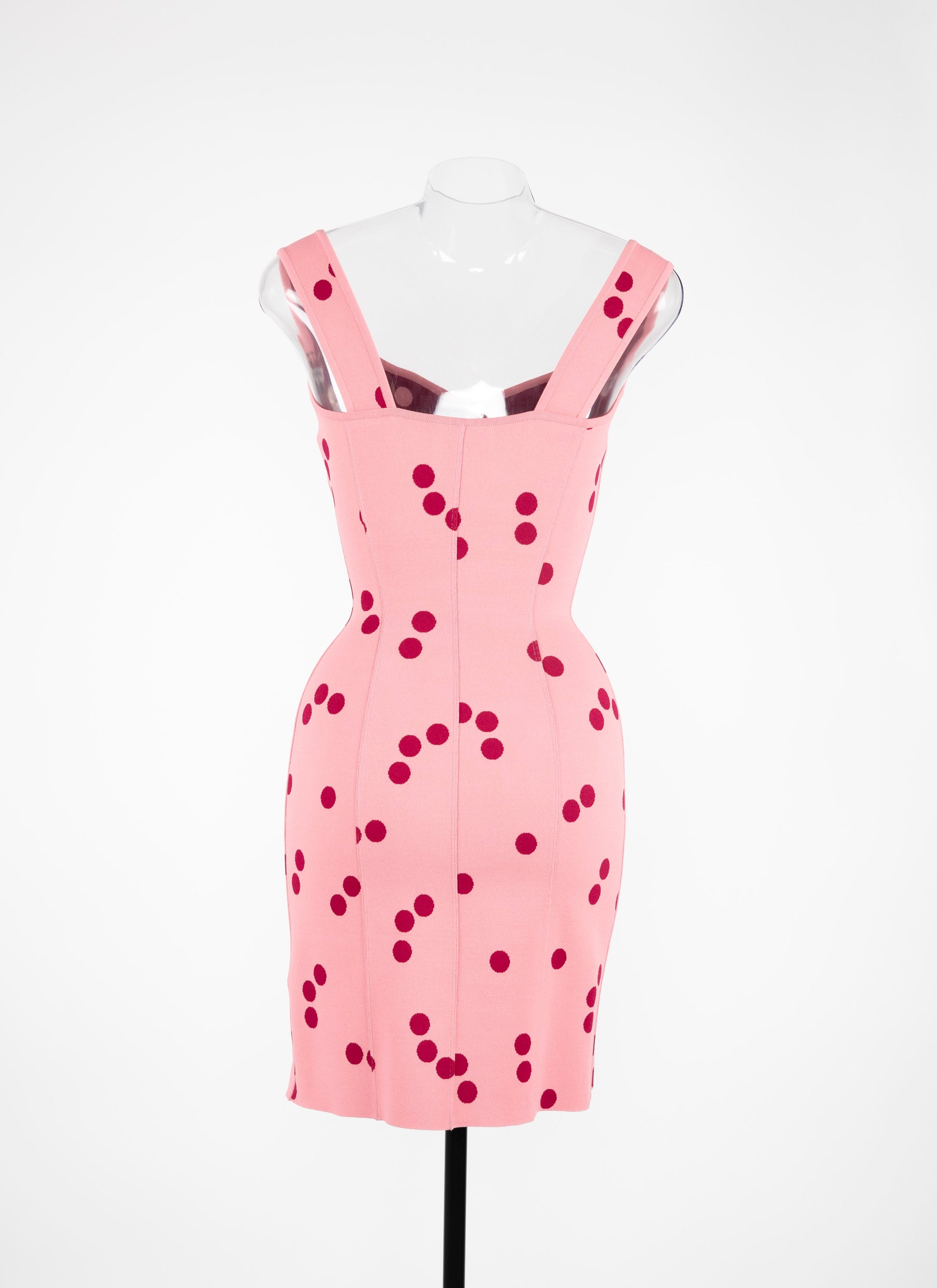 Robe courte édition 1991 à pois en maille - Rose