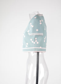 Top fluide à pois - Bleu & Rose