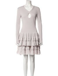Robe à volants en laine - Gris Clair