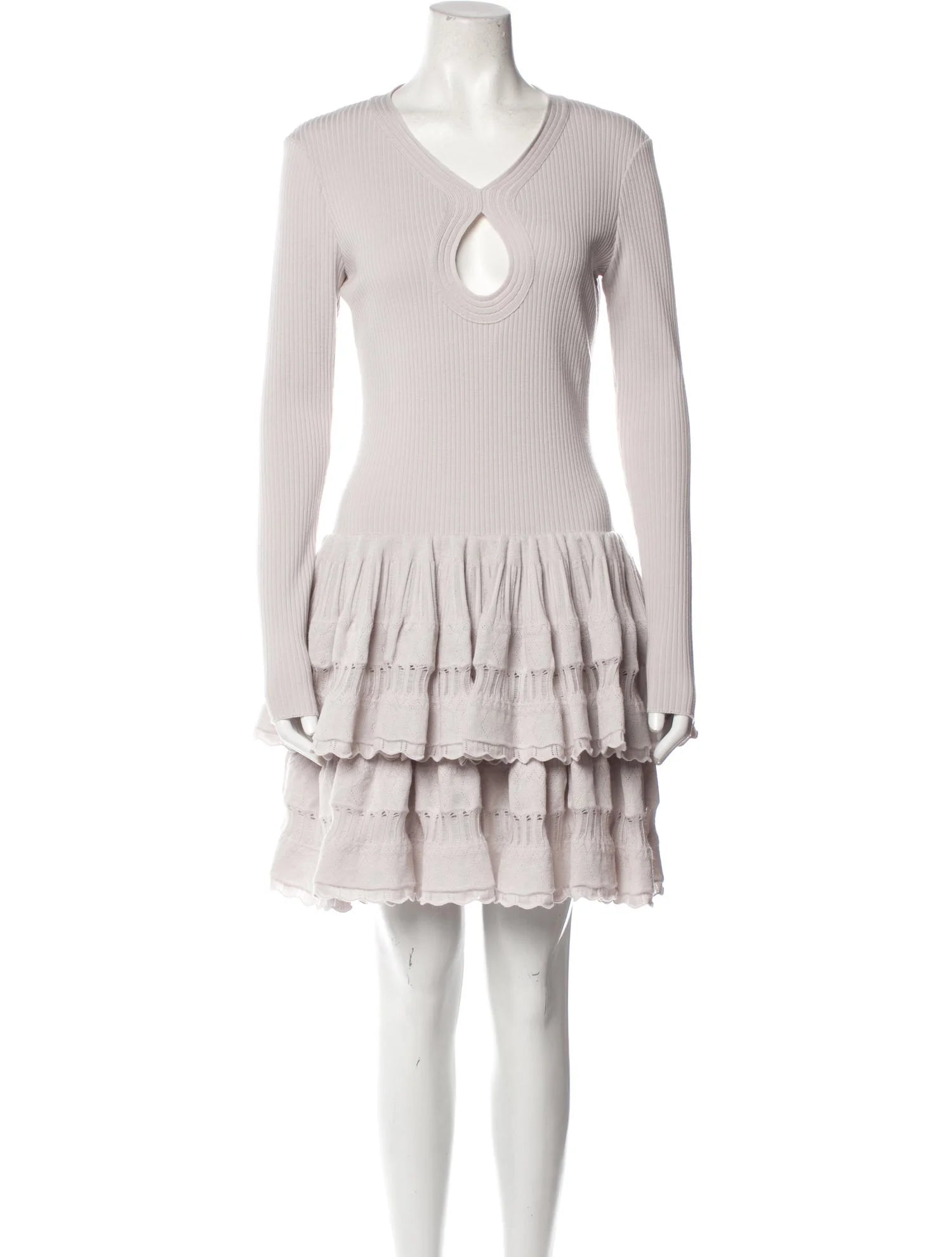 Robe à volants en laine - Gris Clair