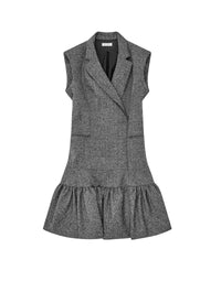 Robe à col en laine - Gris chiné