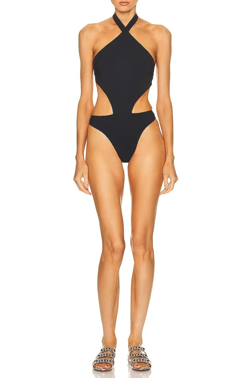 Maillot de bain une pièce trikini - Noir Alaïa