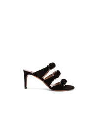 Mules 75 in leather with details - Black intense