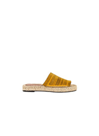 Espadrilles en cuir ajourées bi-matière - Jaune Safran