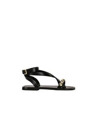 Multi-strap Bombe flat sandals in leather - Black intense