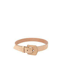 Elaphe flat belt in leather - Sand