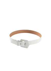 Openwork belt in leather - Optic White