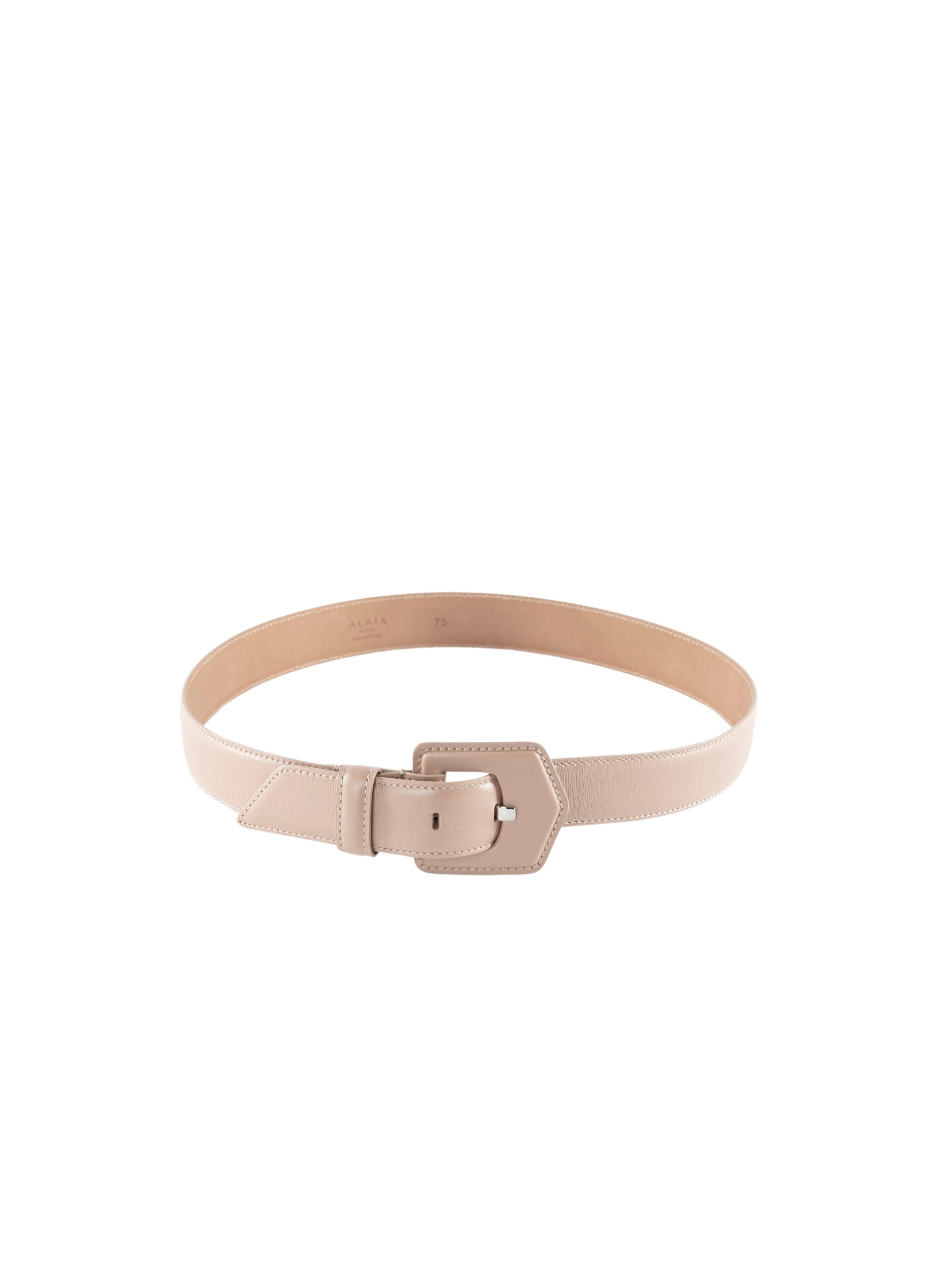 Ceinture à motif ajourée en cuir - Sable