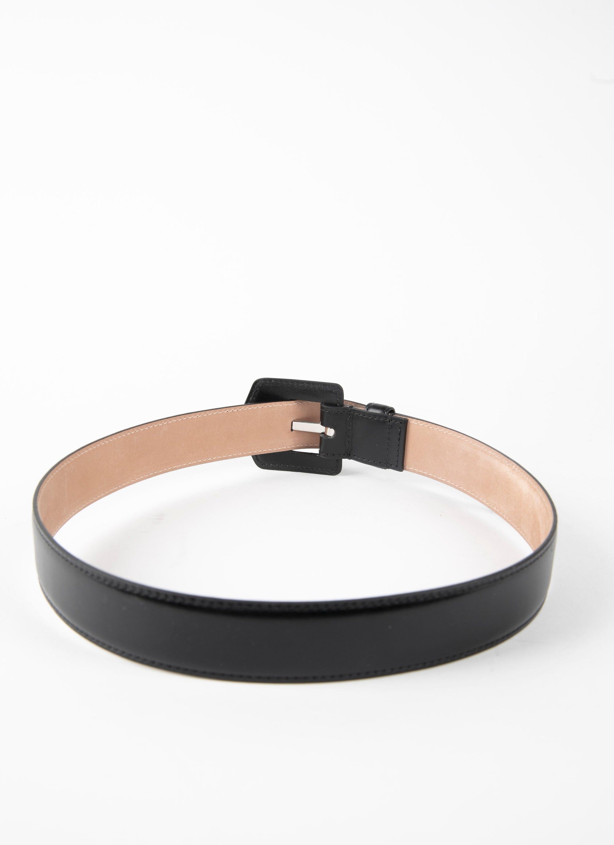 Openwork belt in leather - Black intense