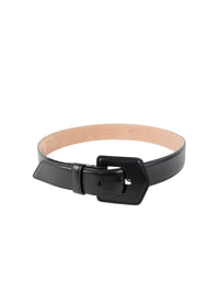 Openwork belt in leather - Black intense