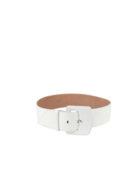 Ceinture à boucle large en cuir - Blanc Optique
