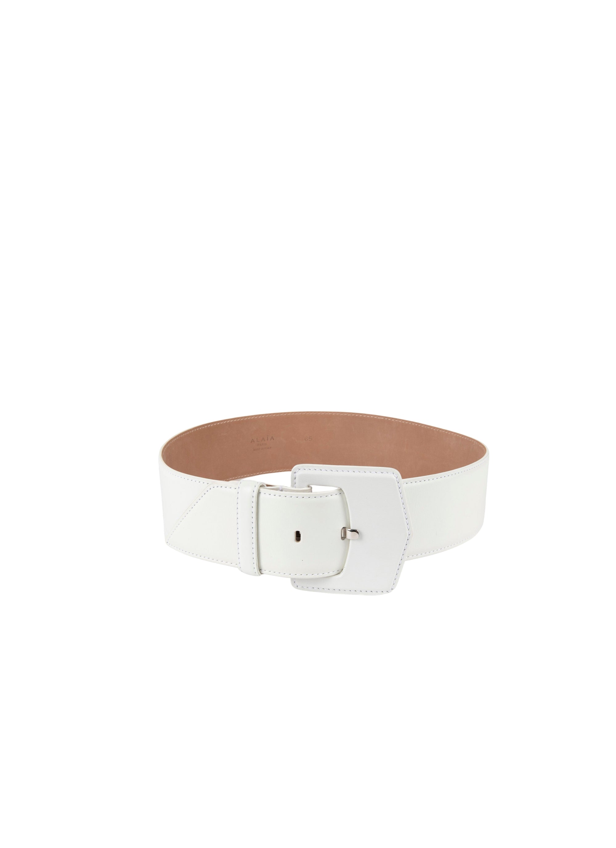 Ceinture à boucle large en cuir - Blanc Optique