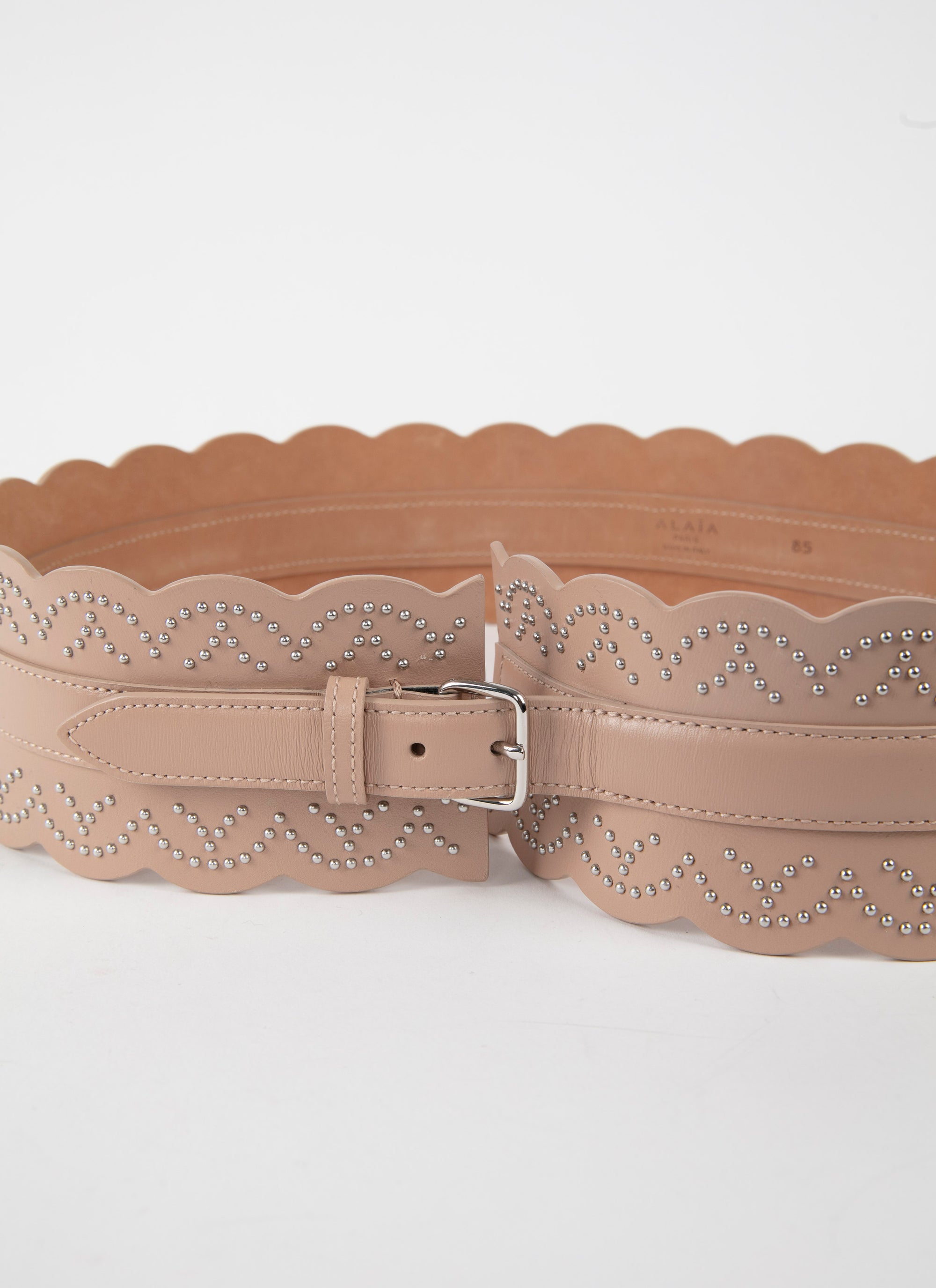 Rounded corset belt in leather - Sand