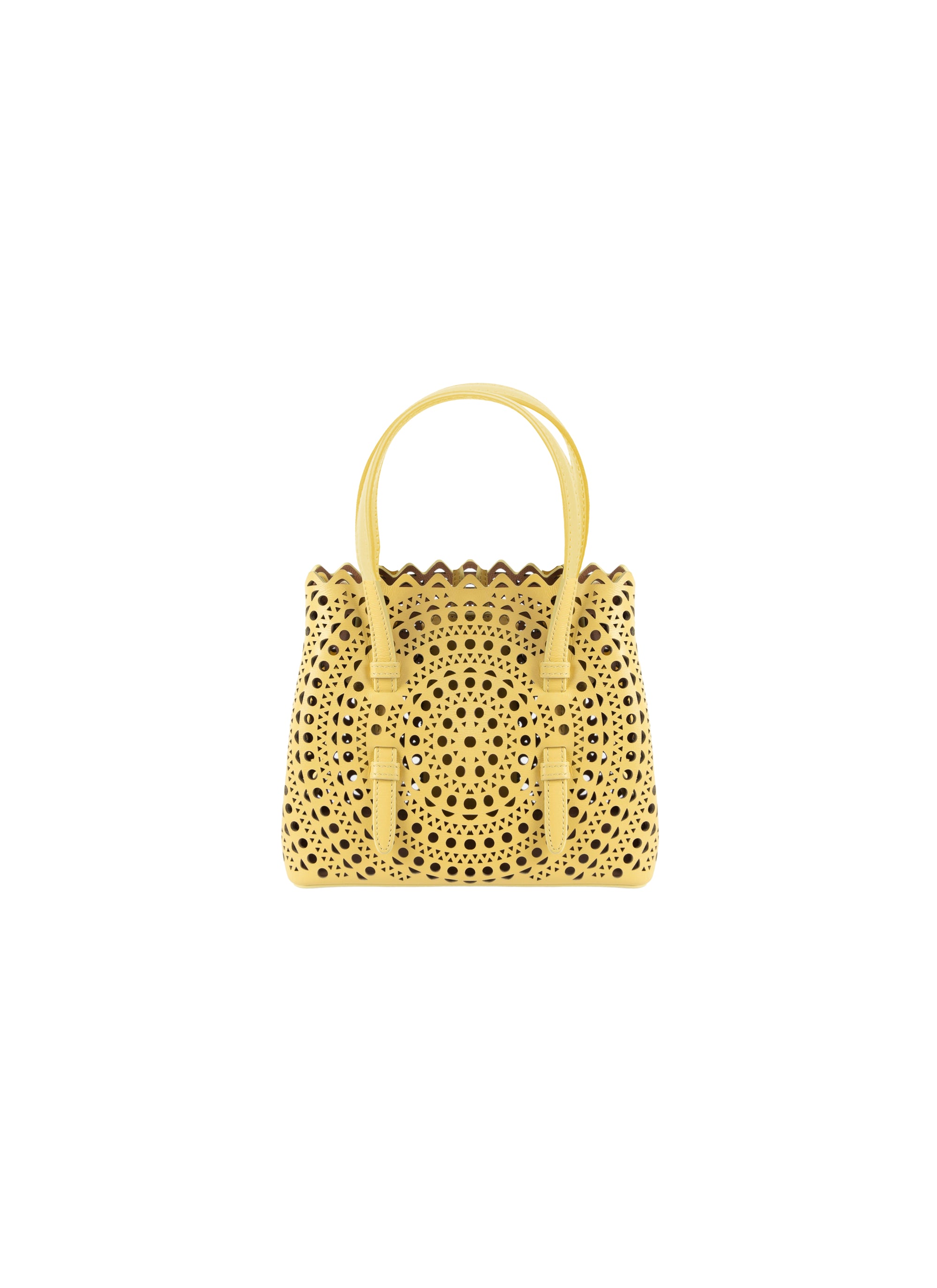 Mini openwork bag in leather - Topaz