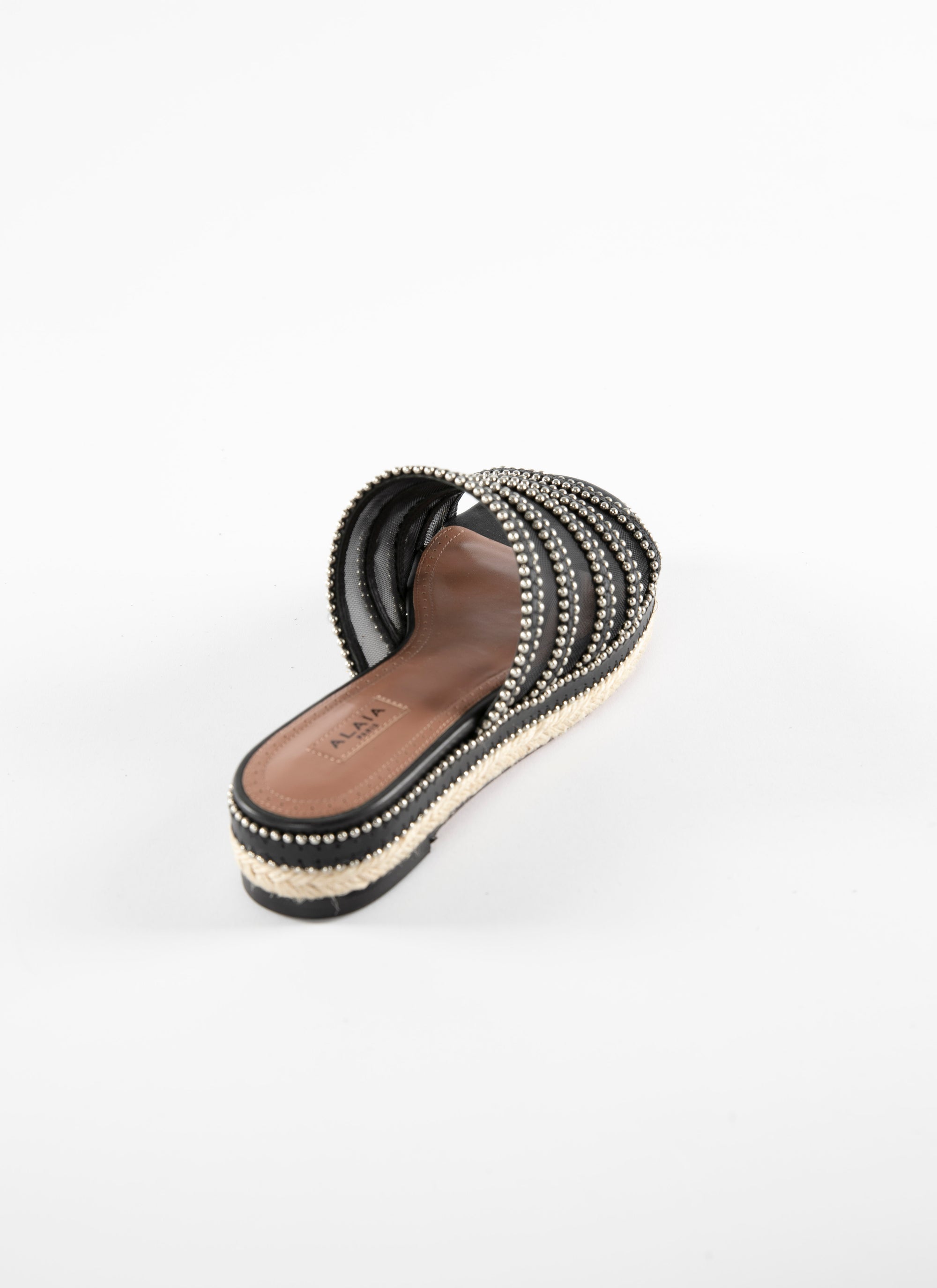 Espadrilles en cuir cloutées - Noir
