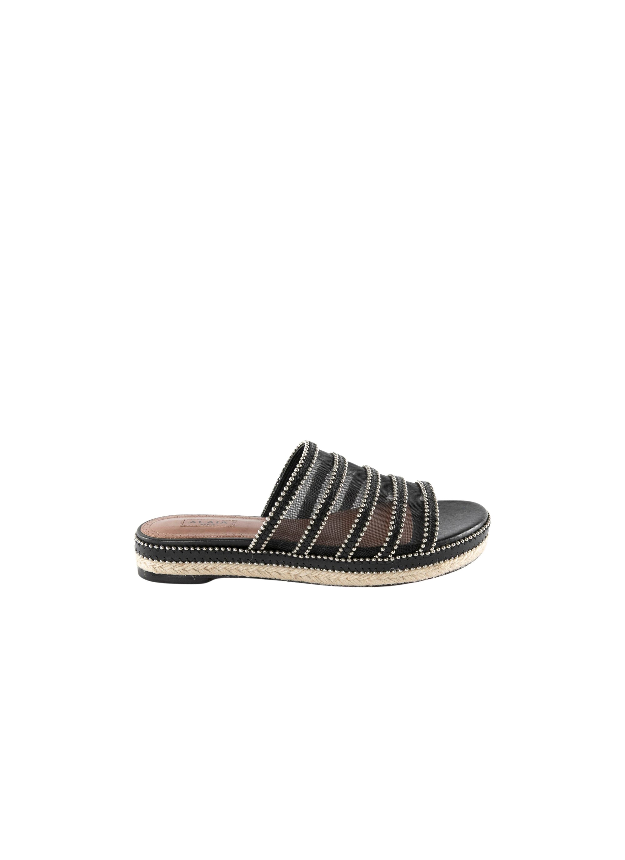 Espadrilles en cuir cloutées - Noir